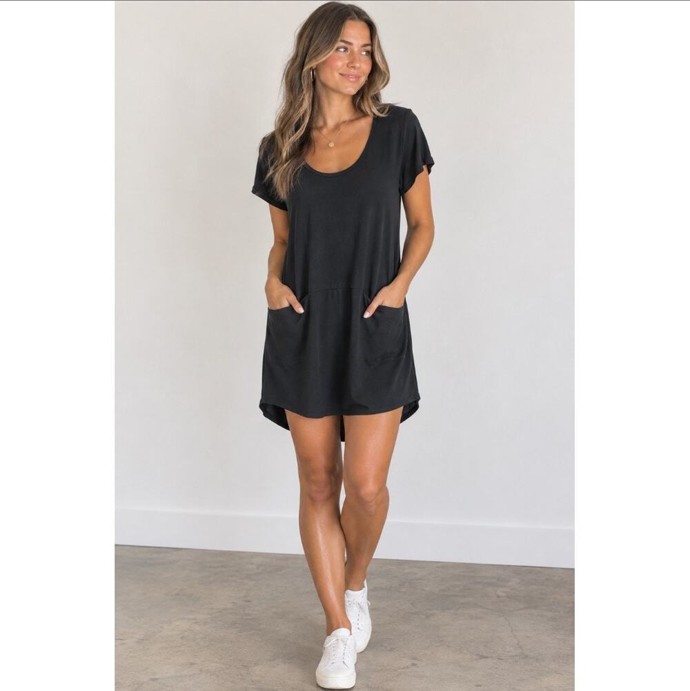 Dolan Anthropologie Left Coast Collection Black Shirt Dress with Pockets Size L